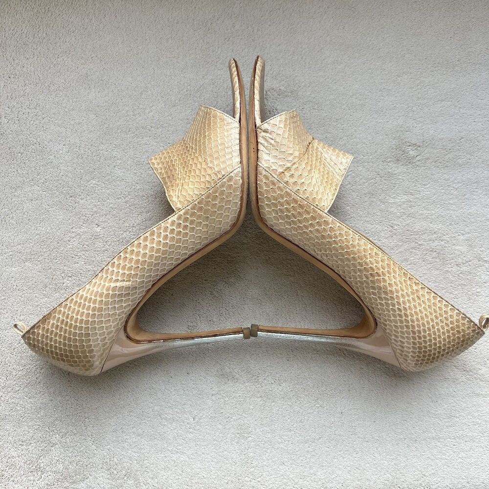 Devi Kroell Neutral Tan Python Stiletto Silver He… - image 4